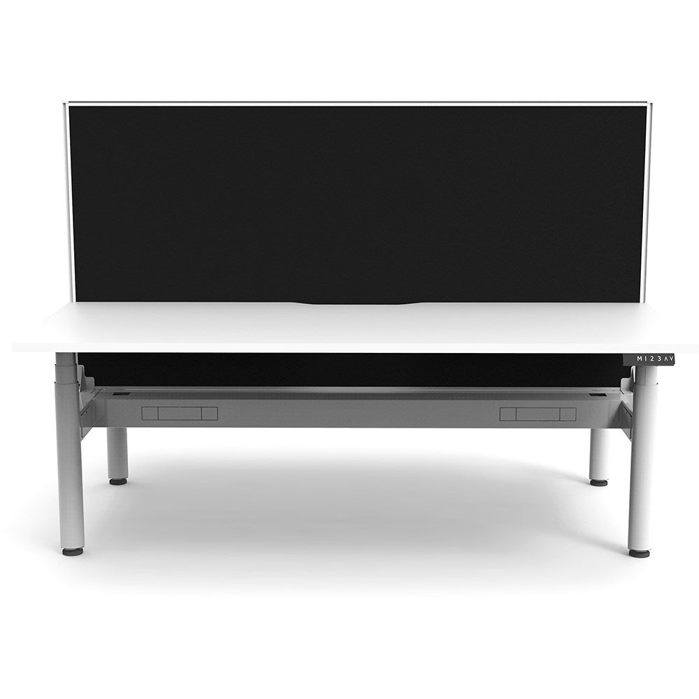 Halo+ Back to Back Workstation+Screen+Cable Tray 2 Person 1200W x 1500D x 620 - 1270H White & White | Office Furniture Designs