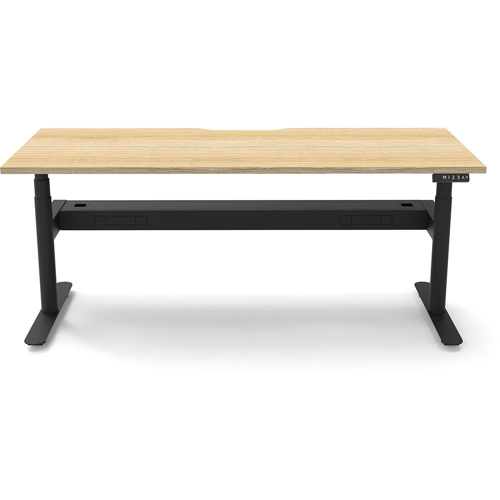 Halo+ Single Sided Workstation + Cable Tray 1200W x 750D x 1270H Black & Oak | Office Furniture Designs