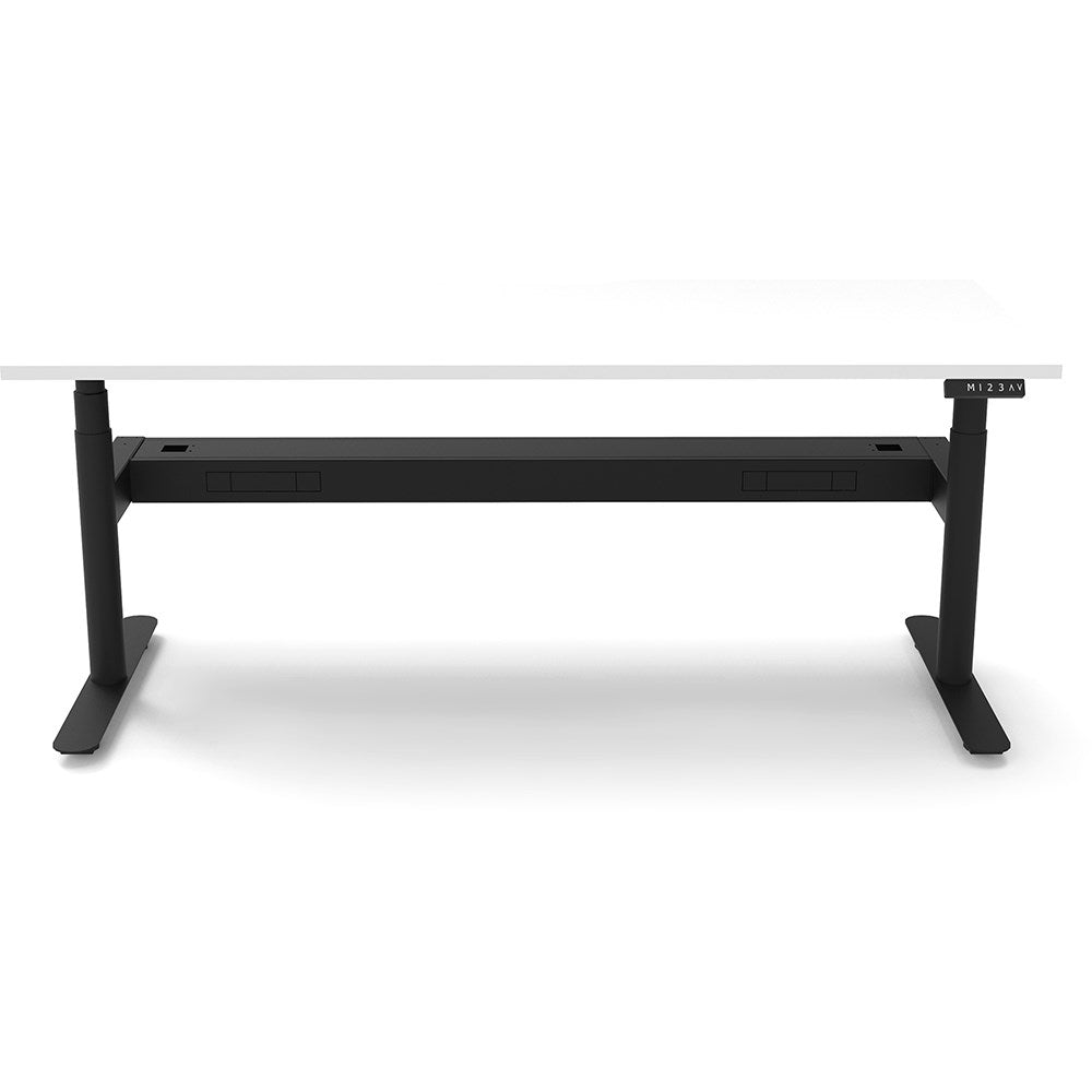 Halo+ Single Sided Workstation + Cable Tray 1800W x 750D x 1270H Black & White | Office Furniture Designs