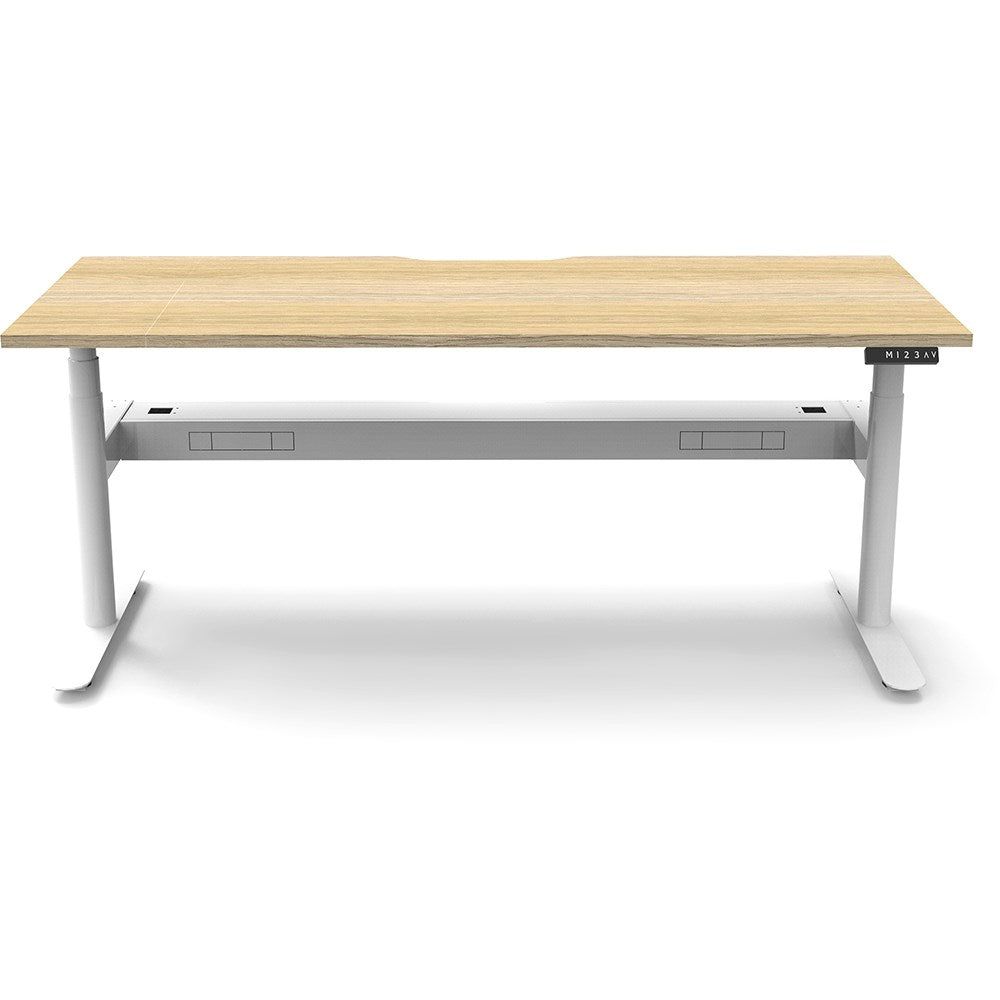 Halo+ Single Sided Workstation + Cable Tray 1800W x 750D x 1270H White & Oak | Office Furniture Designs
