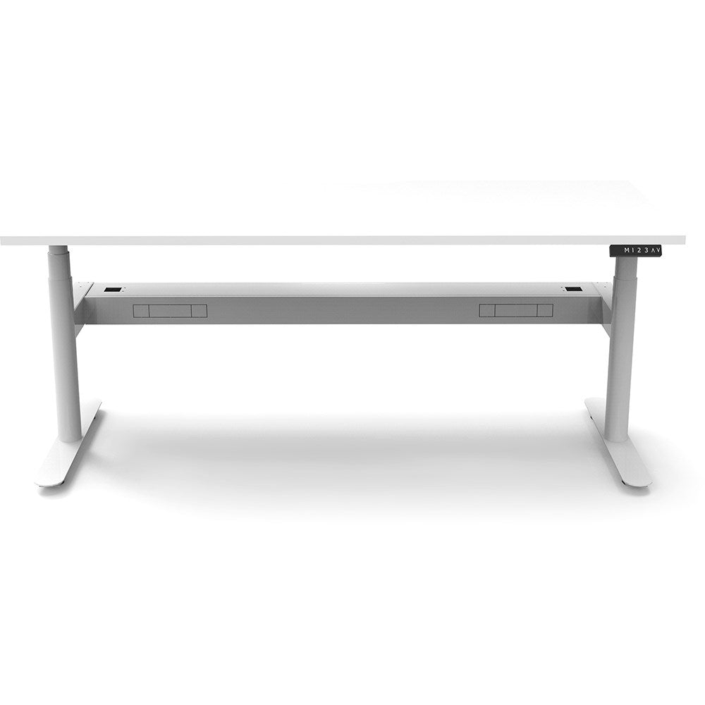 Halo+ Single Sided Workstation + Cable Tray 1800W x 750D x 1270H White & White | Office Furniture Designs