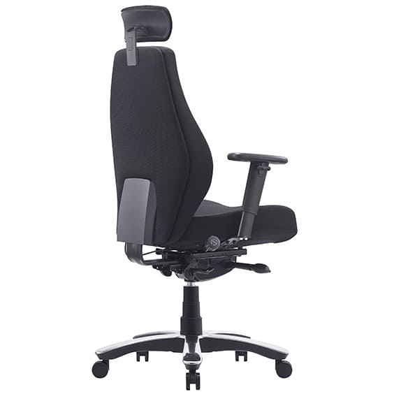Impact Heavy Duty Multi Shift Chair With Arms Black Fabric High Back With Headrest Black | Office Furniture Designs
