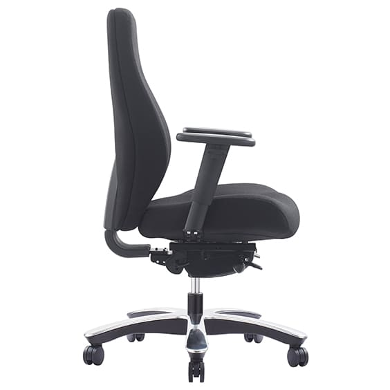 Impact Heavy Duty Multi Shift Chair With Arms Black Fabric Low Back No Headrest Black | Office Furniture Designs