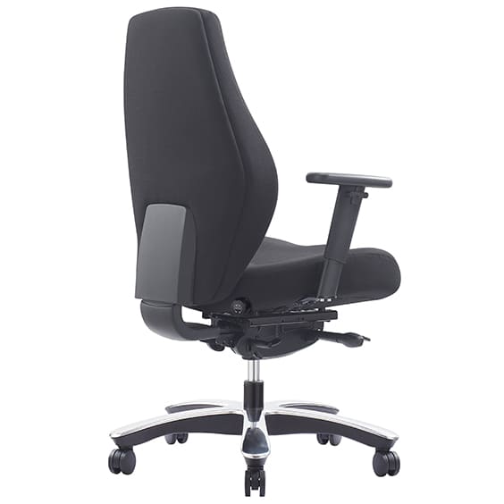 Impact Heavy Duty Multi Shift Chair With Arms Black Fabric Low Back No Headrest Black | Office Furniture Designs