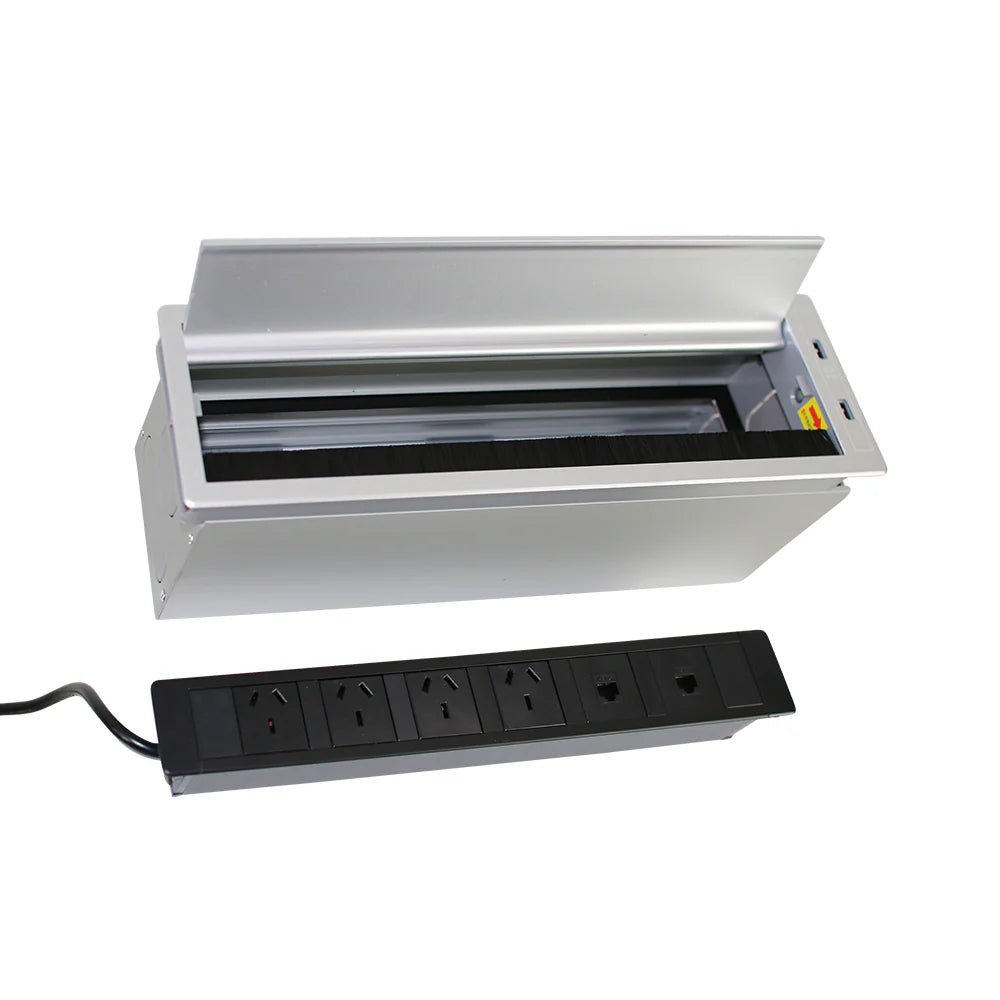 In Desk Power Box 4 GPO 2 USB 2 Data Silver Silver | Office Furniture Designs