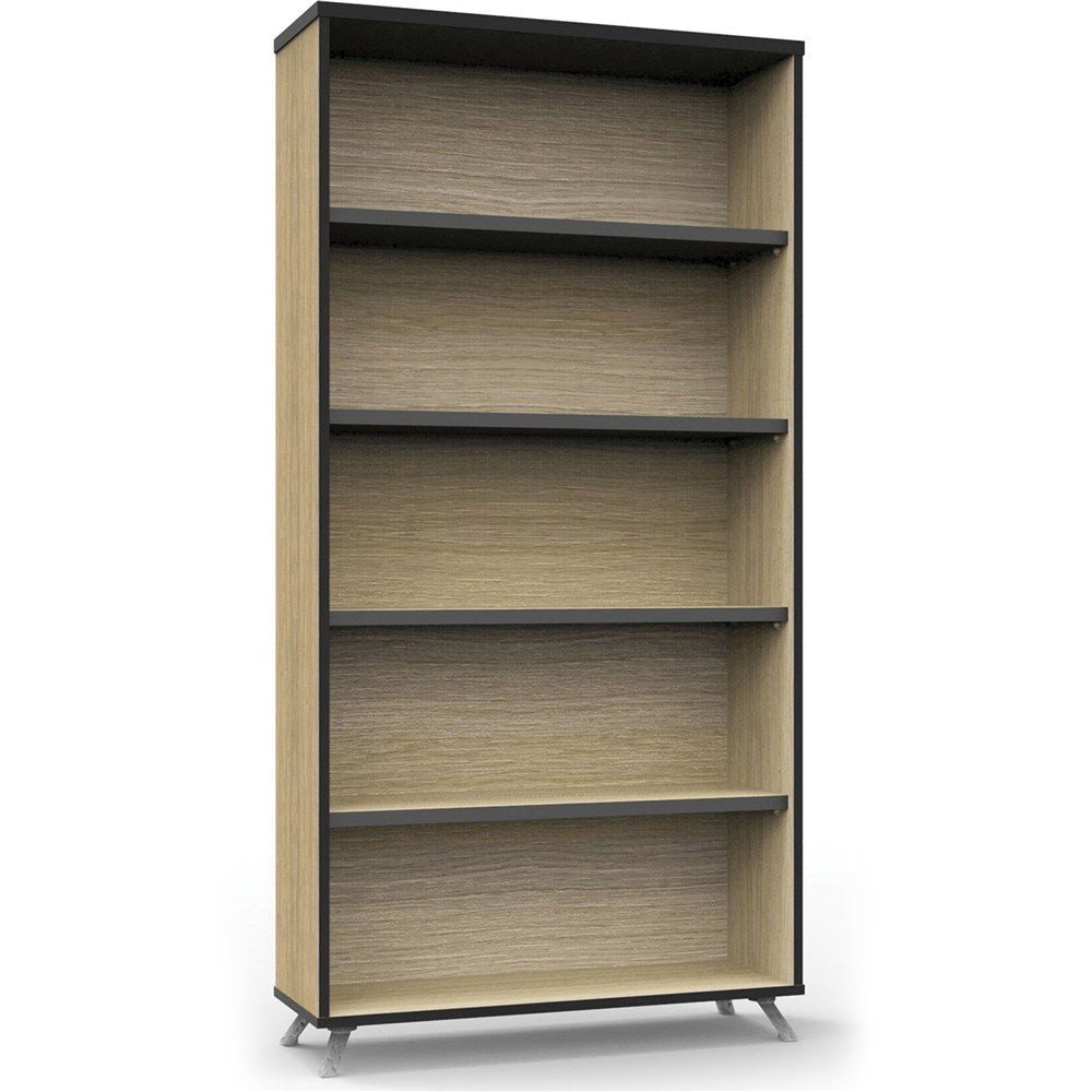 Infinity Bookcase 900W x 315D x 1800H 4 Shelf Black & Oak | Office Furniture Designs