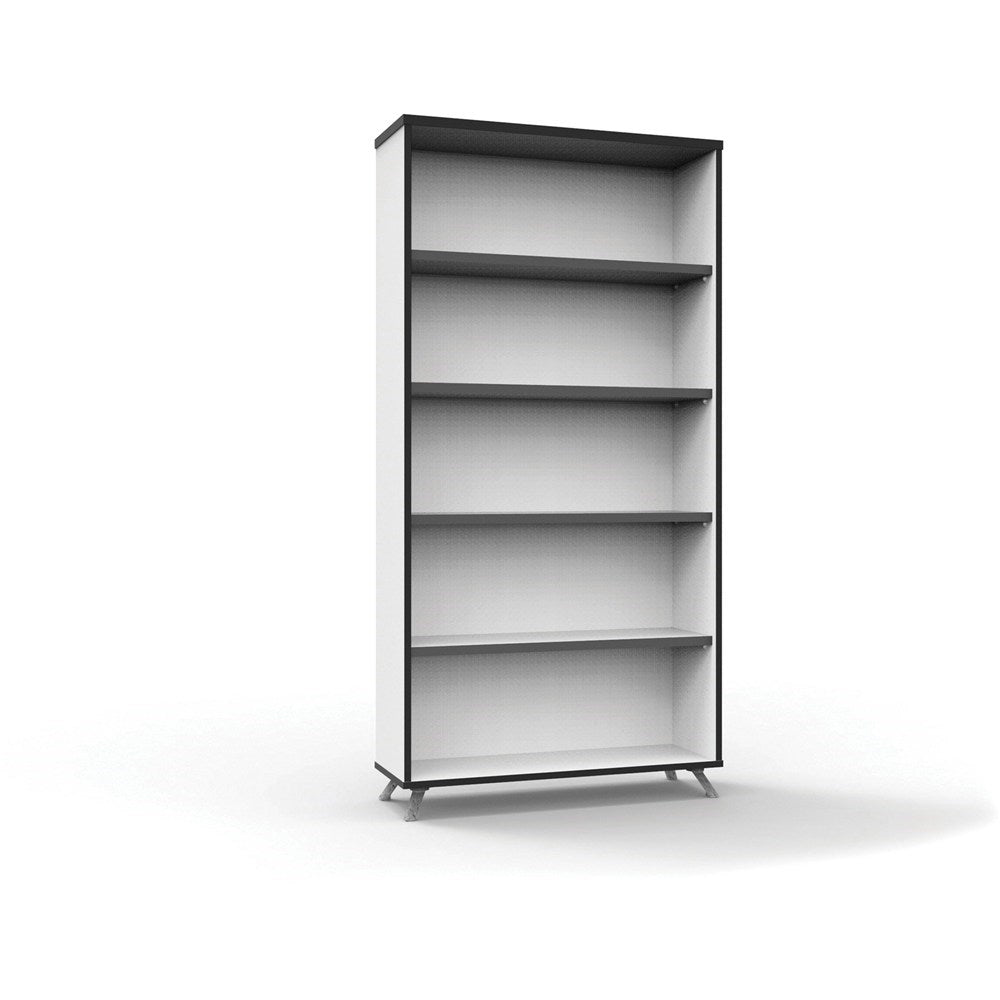 Infinity Bookcase 900W x 315D x 1800H 4 Shelf Black & White | Office Furniture Designs
