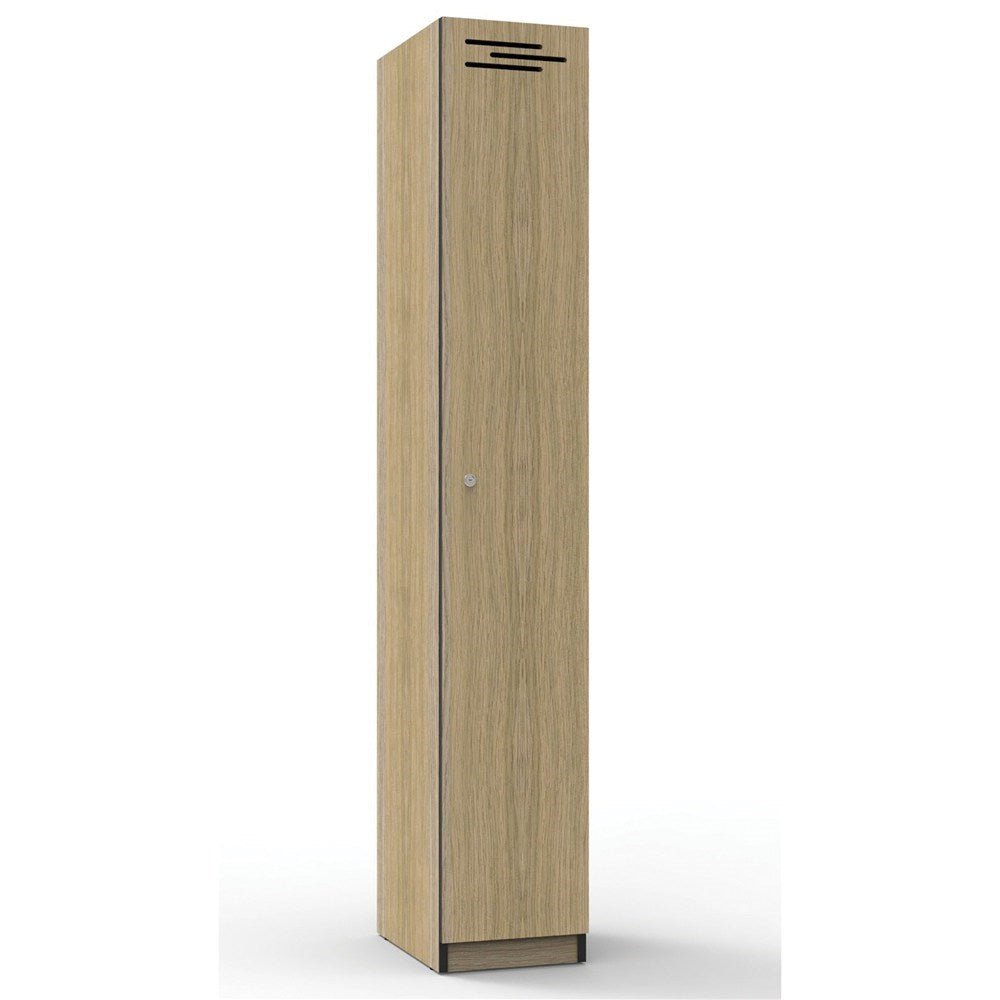 Infinity Melamine 305Wx455Dx1850mmH 305W x 455D x 1850H 1 Door Locker Black & Oak | Office Furniture Designs