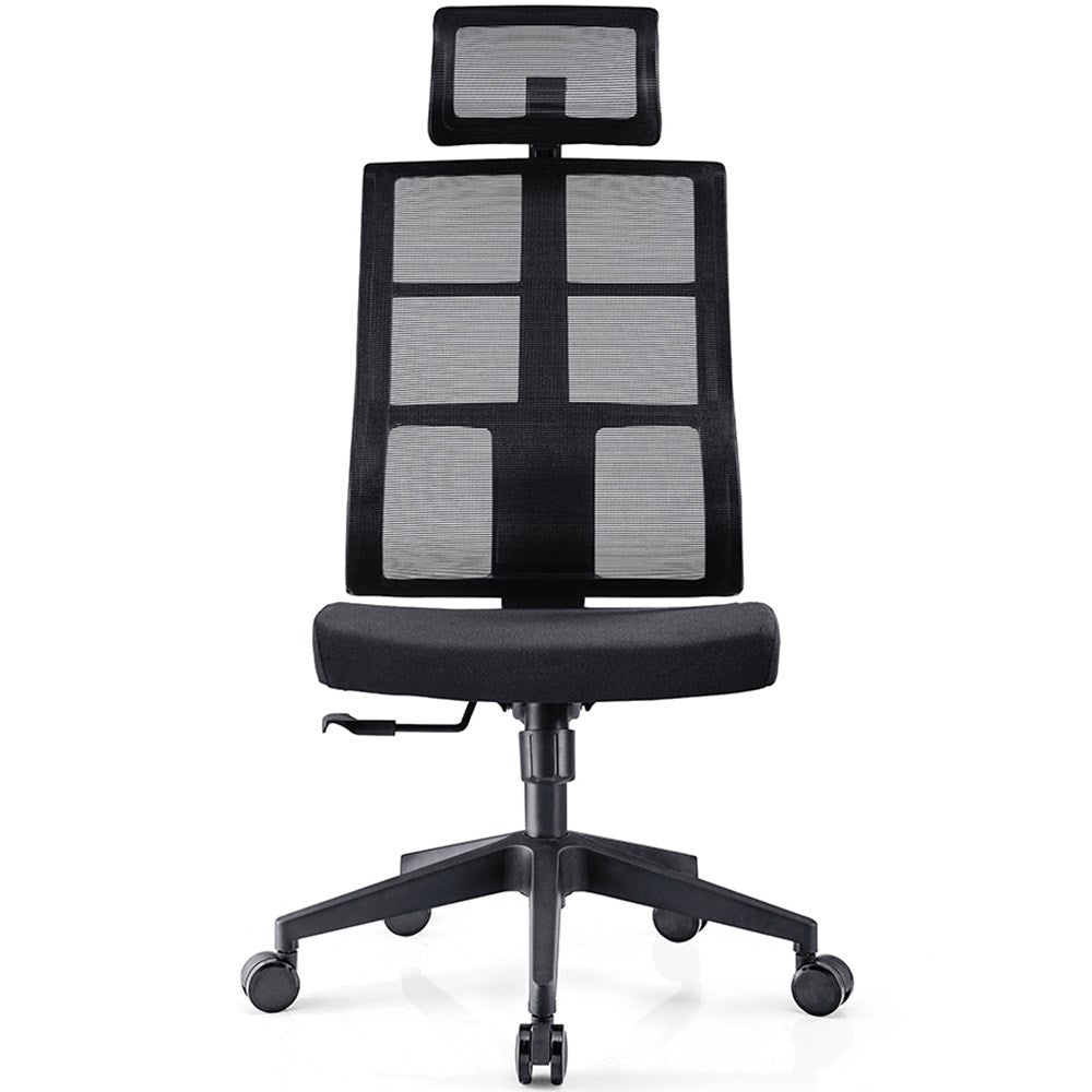 Jefferson Chair Mesh Back Black Hi Back With headrest and arms Black | Office Furniture Designs