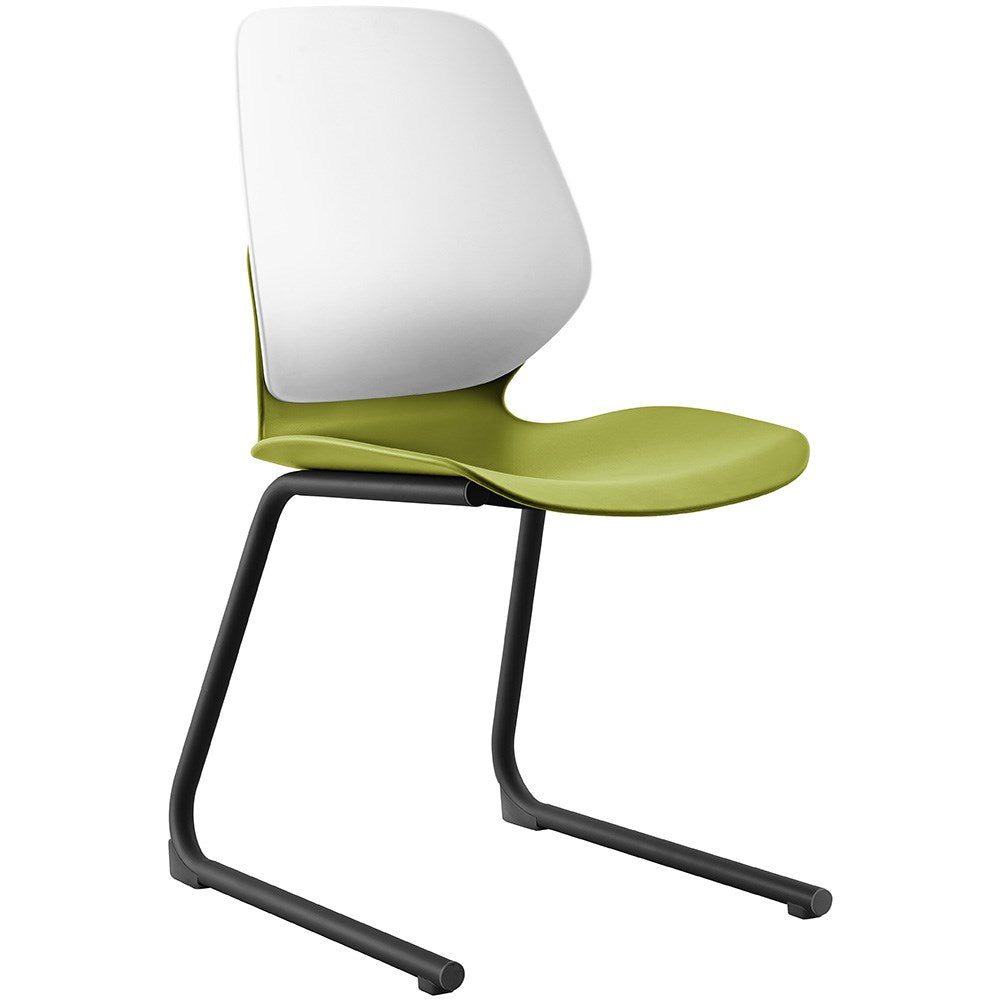 Kaleido Chair Reverse Cantilever Base Polypropylene White & Olive | Office Furniture Designs