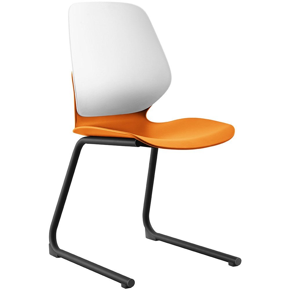 Kaleido Chair Reverse Cantilever Base Polypropylene White & Orange | Office Furniture Designs