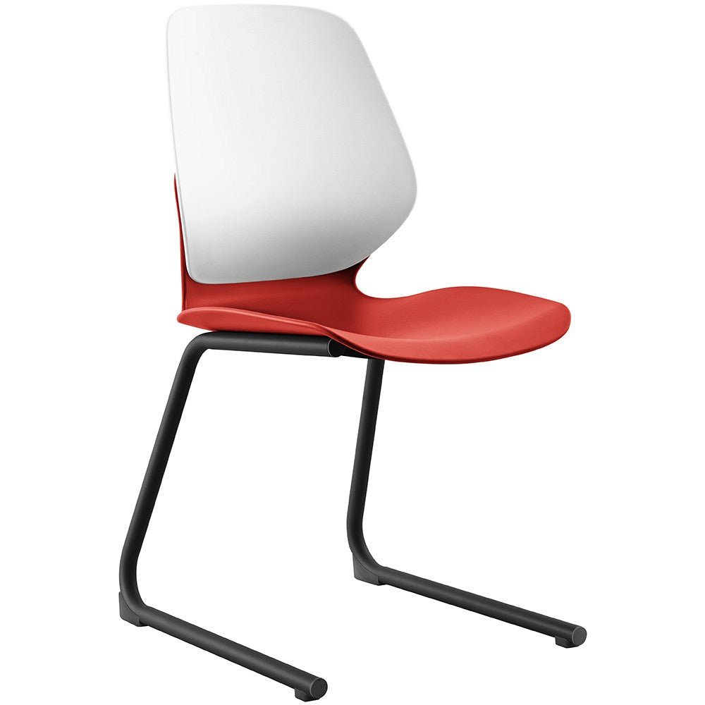 Kaleido Chair Reverse Cantilever Base Polypropylene White & Red | Office Furniture Designs