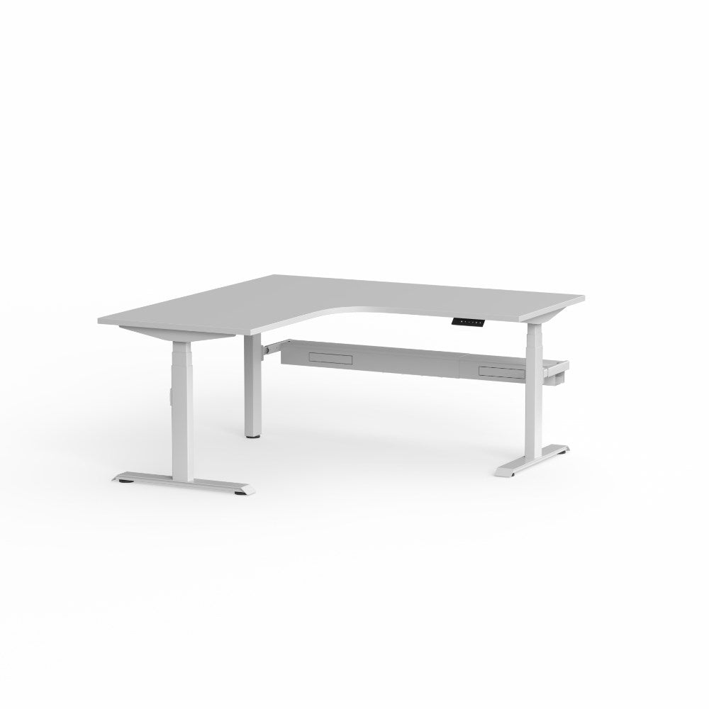 Klass Electric Height Adjustable Workstation 1800/1800W x 750D x 620 - 1270mmH 90Deg Workstation RHR White - Office Furniture Designs
