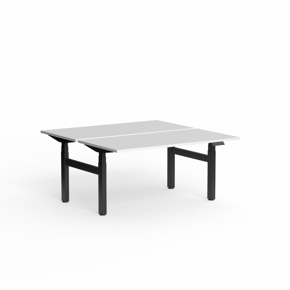 Klass Electric Height Adjustable Workstation 1800W x 1500D x 620 - 1270mmH Electric Height Adjust Double Sided Desk Black & White - Office Furniture Designs