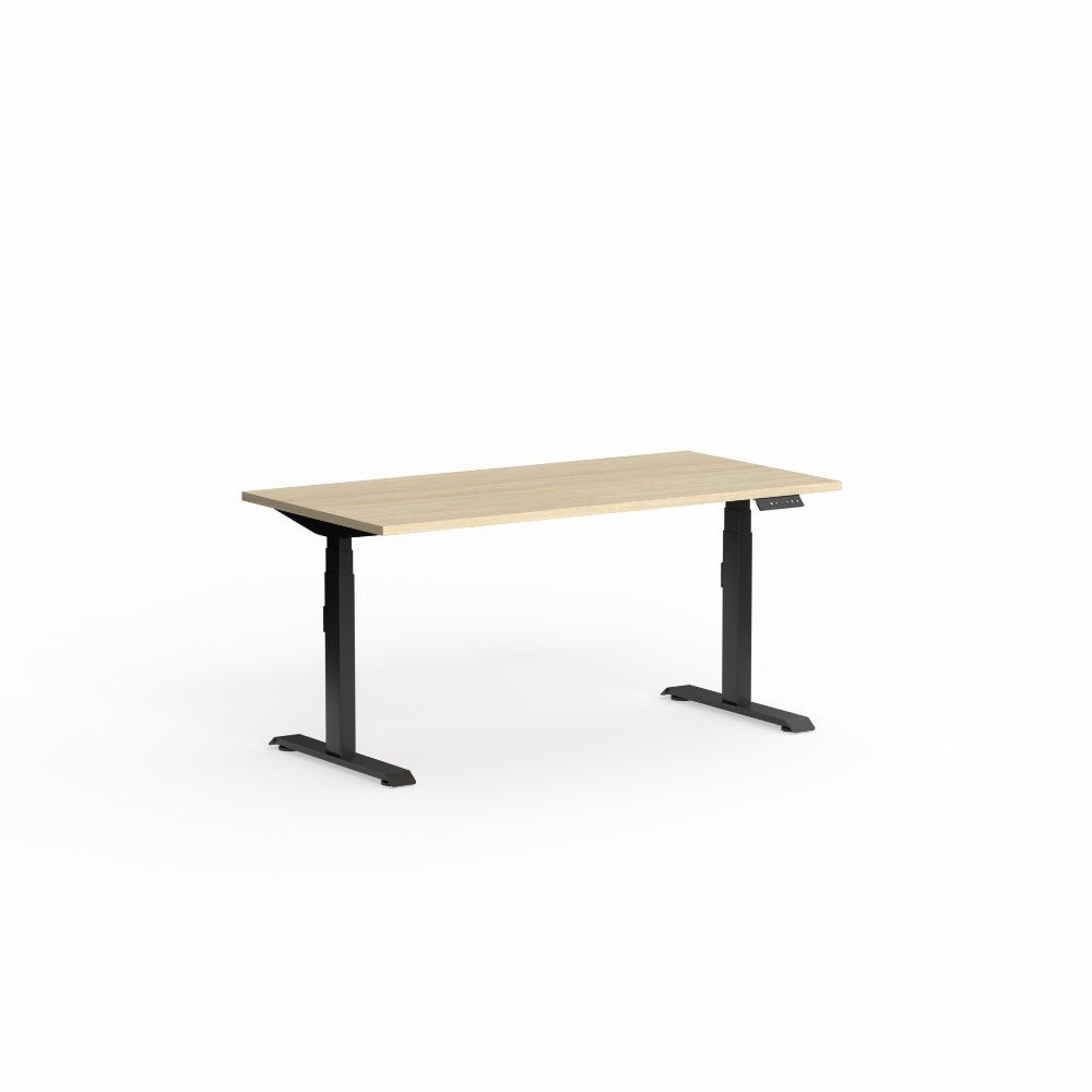 Klass Electric Height Adjustable Workstation 1800W x 750D x 620 - 1270mmH Electric Height Adjustable Desk Black & Oak - Office Furniture Designs