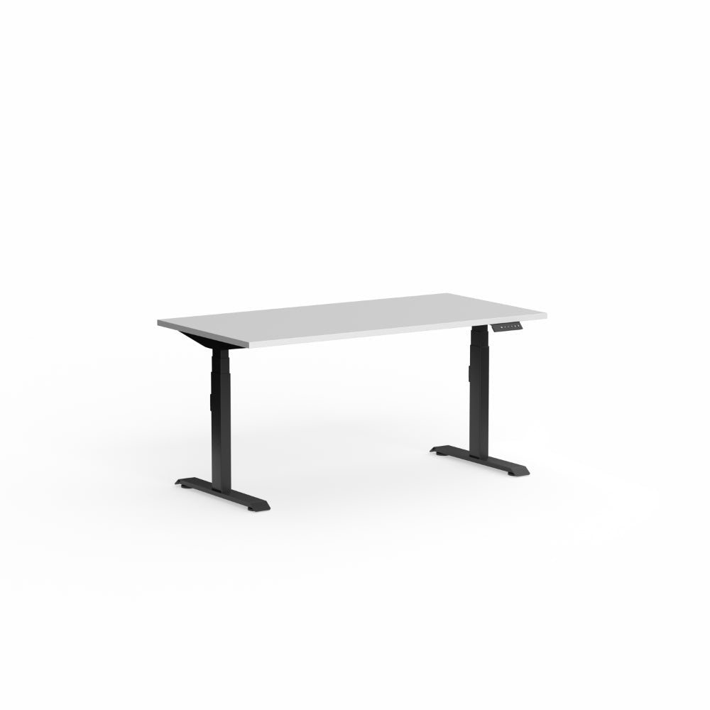 Klass Electric Single Sided Desk 1200 x 750 with Scallop Studio White top / Black frame No | Office Furniture Designs