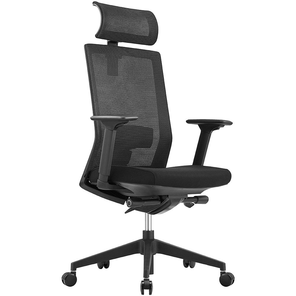 Kube Executive Chair High Back With Arms And Headrest Mesh Back Black | Office Furniture Designs