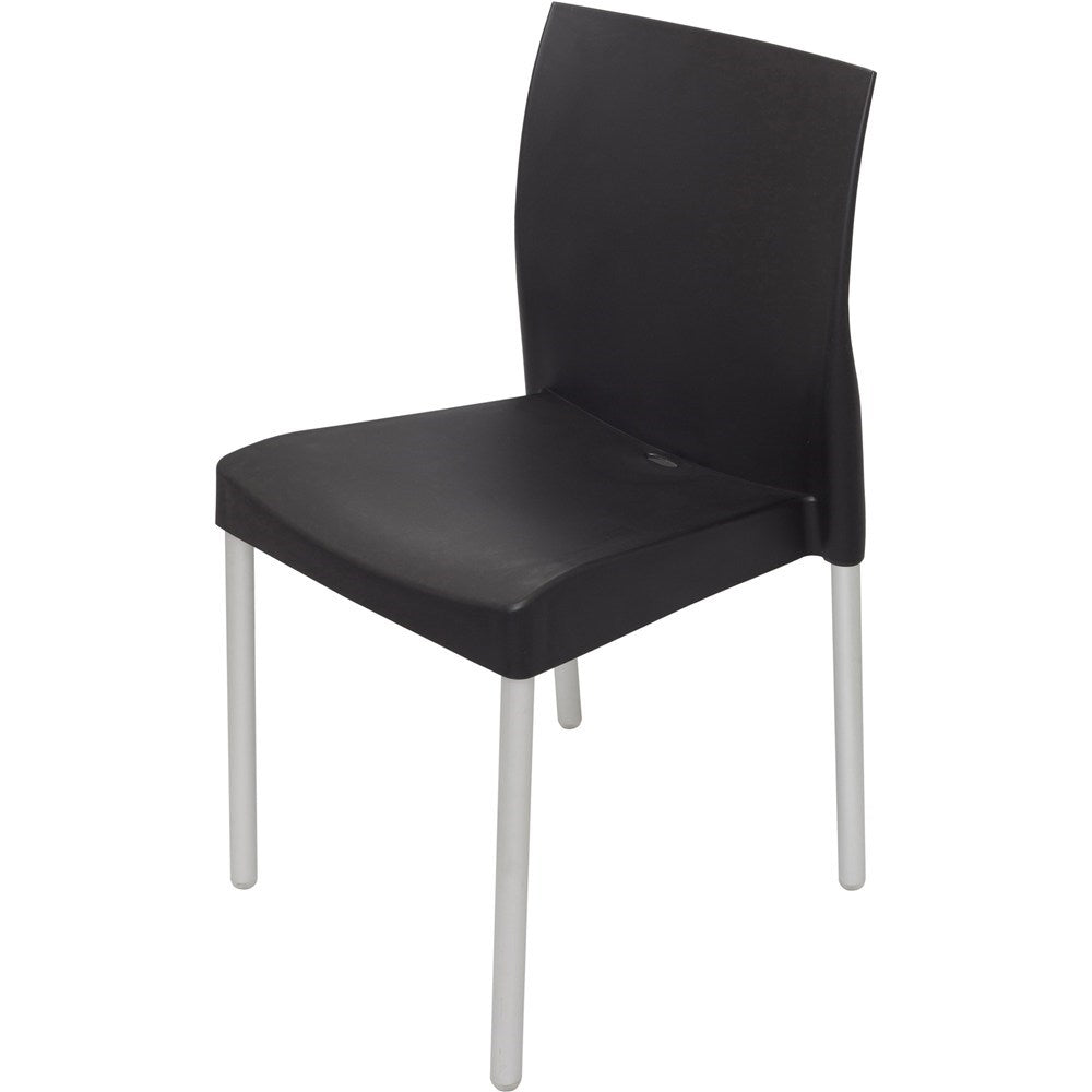 Leo Breakout Room Chair Stackable Aluminium Legs Black Plastic Shell Black | Office Furniture Designs