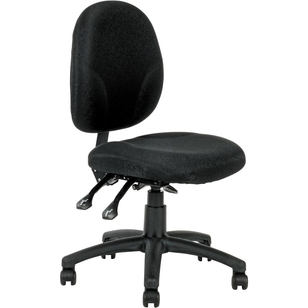 Lincoln Task Chair Medium Back 3 Lever Mechanism Black Fabric Black | Office Furniture Designs