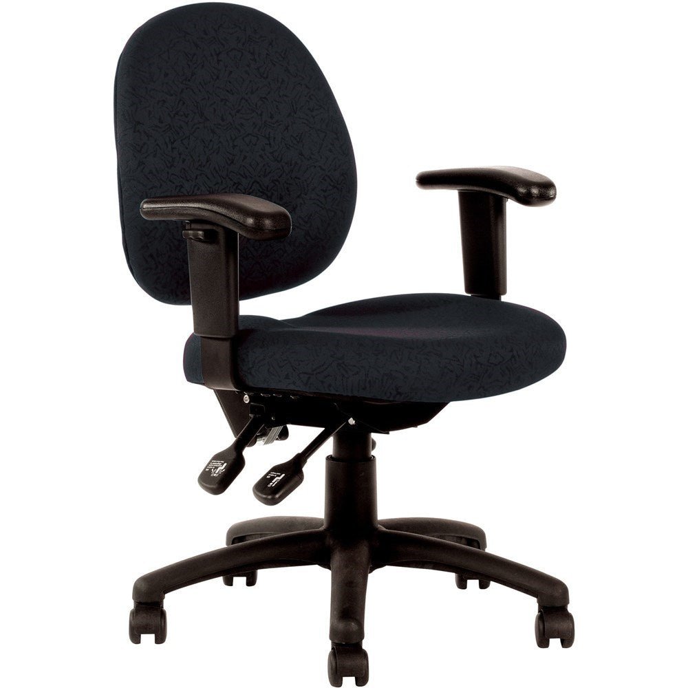 Lincoln Task Chair Medium Back 3 Lever Mechanism Black Fabric With Arms Black | Office Furniture Designs