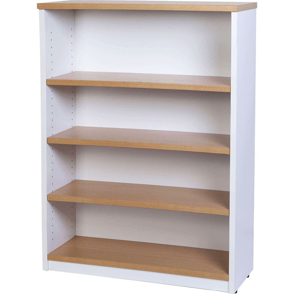 Logan Bookcase 900W x 315D x 1200H 3 Shelves White & Oak | Office Furniture Designs