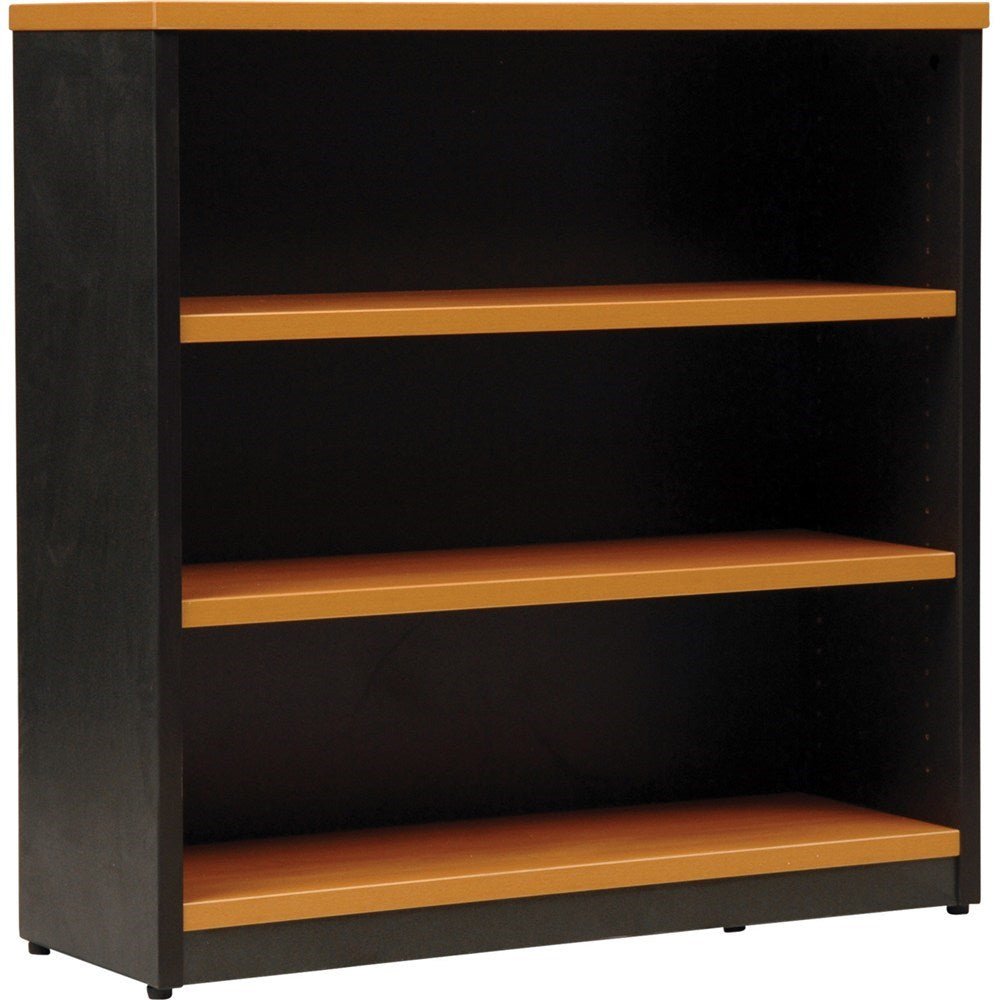 Logan Bookcase 900W x 315D x 900H 2 Shelves Beech & Ironstone | Office Furniture Designs