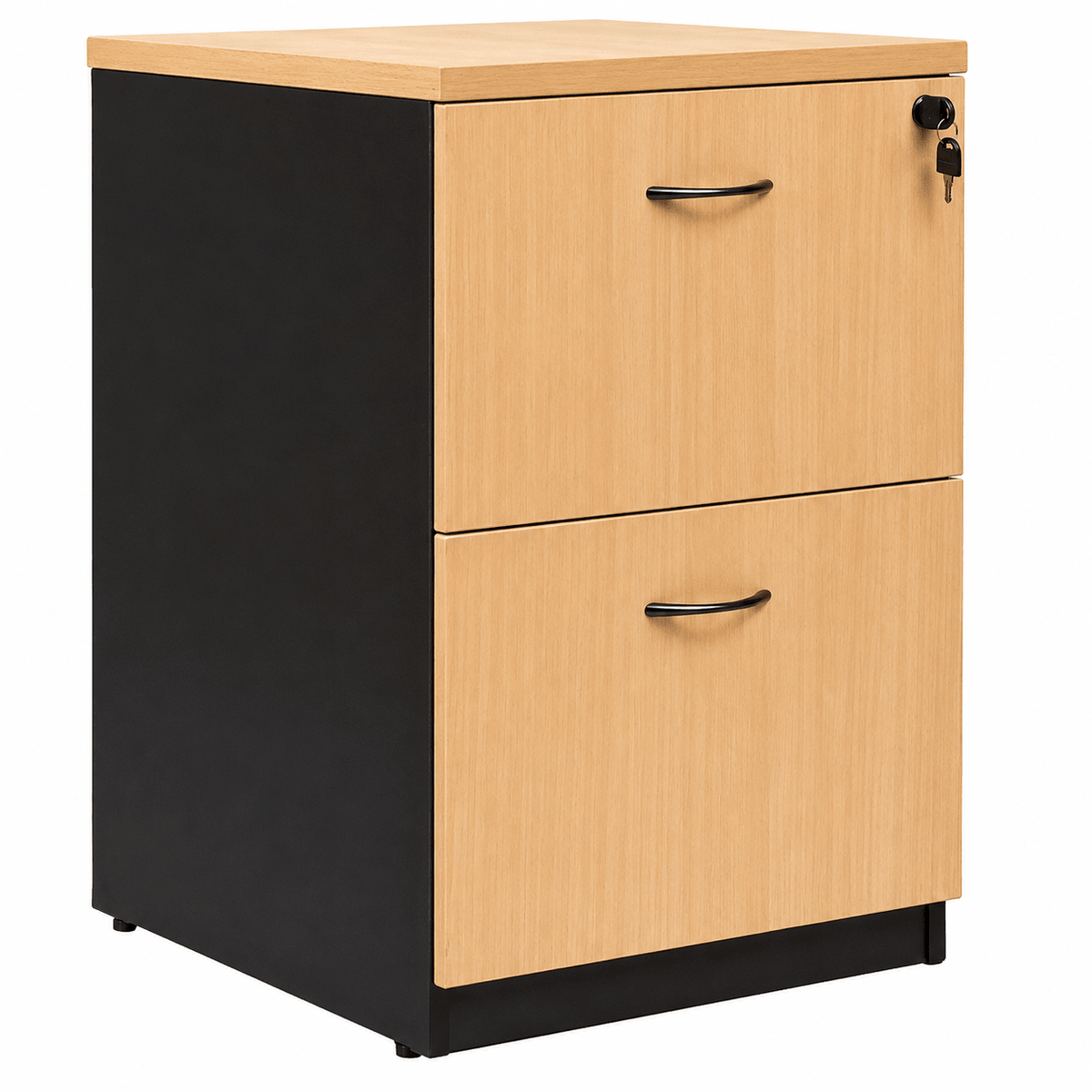 Logan Filing Cabinet 2 Drawer Beech & Ironstone | Office Furniture Designs