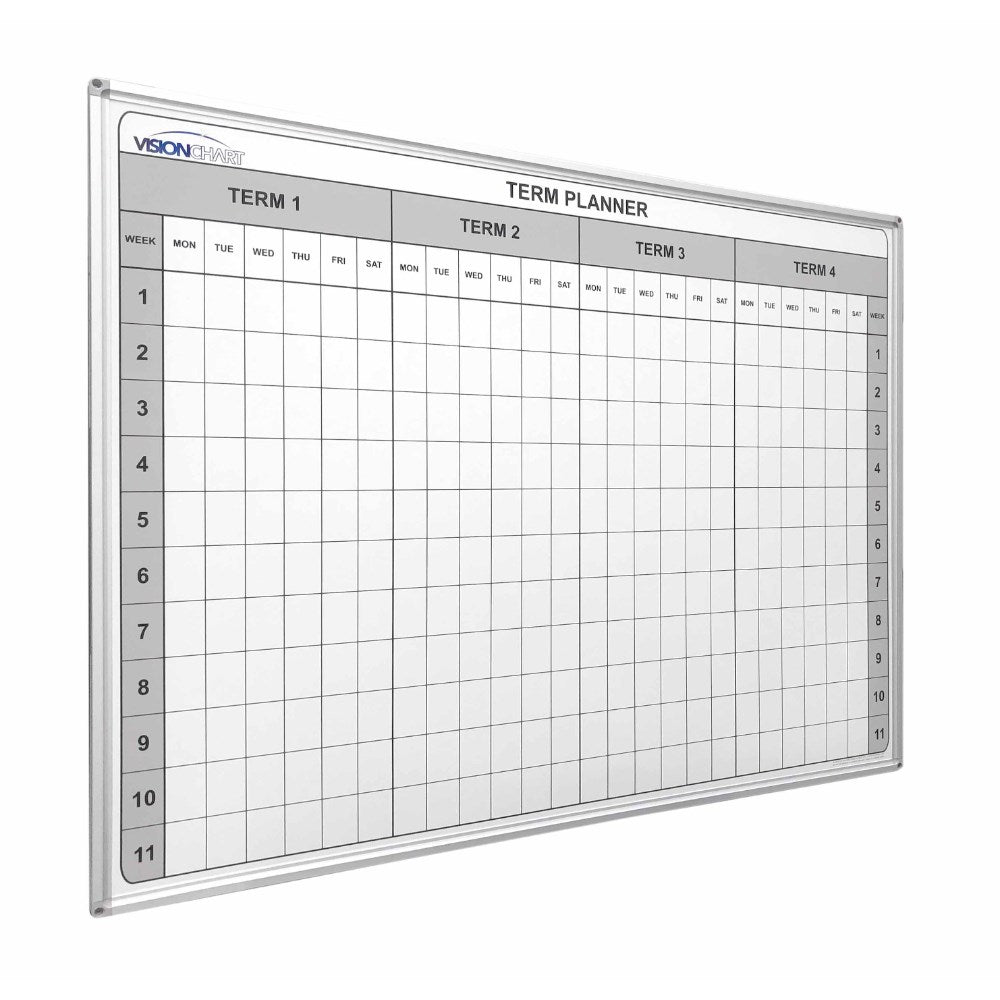 Magnetic 4 Term School Planner Whiteboard 1200W x 900H White | Office Furniture Designs