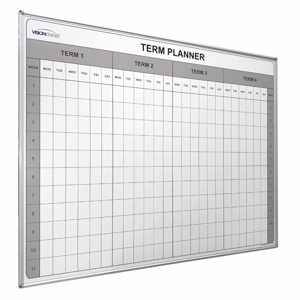 Magnetic 4 Term School Planner Whiteboard 1500W x 1200H White | Office Furniture Designs