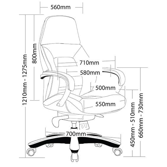Magnum Executive Chair With Arms Black Leather High Back Black | Office Furniture Designs
