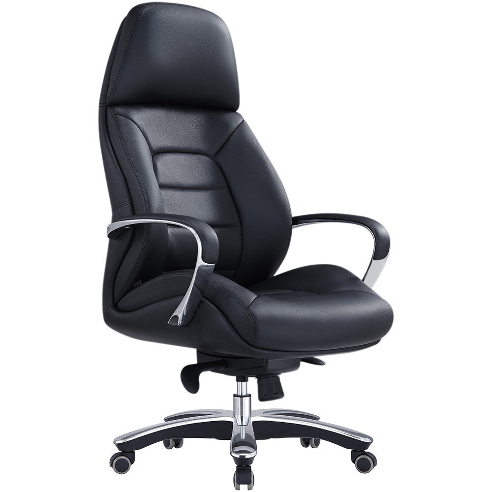 Magnum Executive Chair With Arms Black Leather High Back Black | Office Furniture Designs