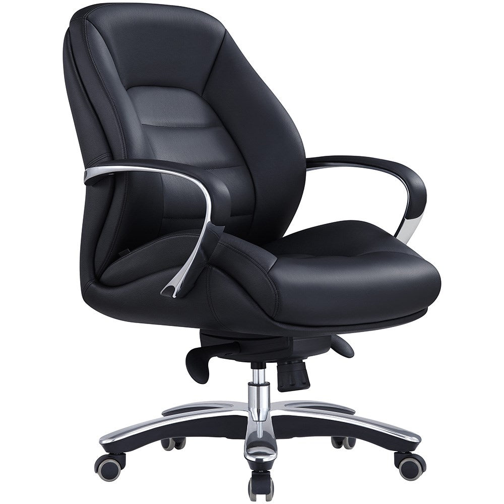 Magnum Executive Chair With Arms Black Leather Low Back Black | Office Furniture Designs