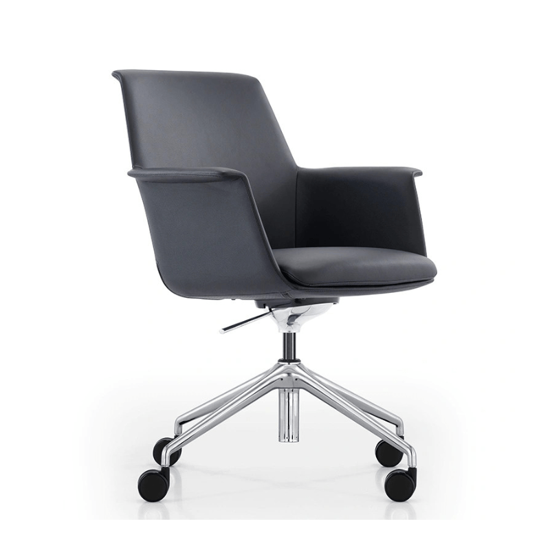 Manly Medium Back Vinyl Leather Black Executive Chair | Office Furniture Designs