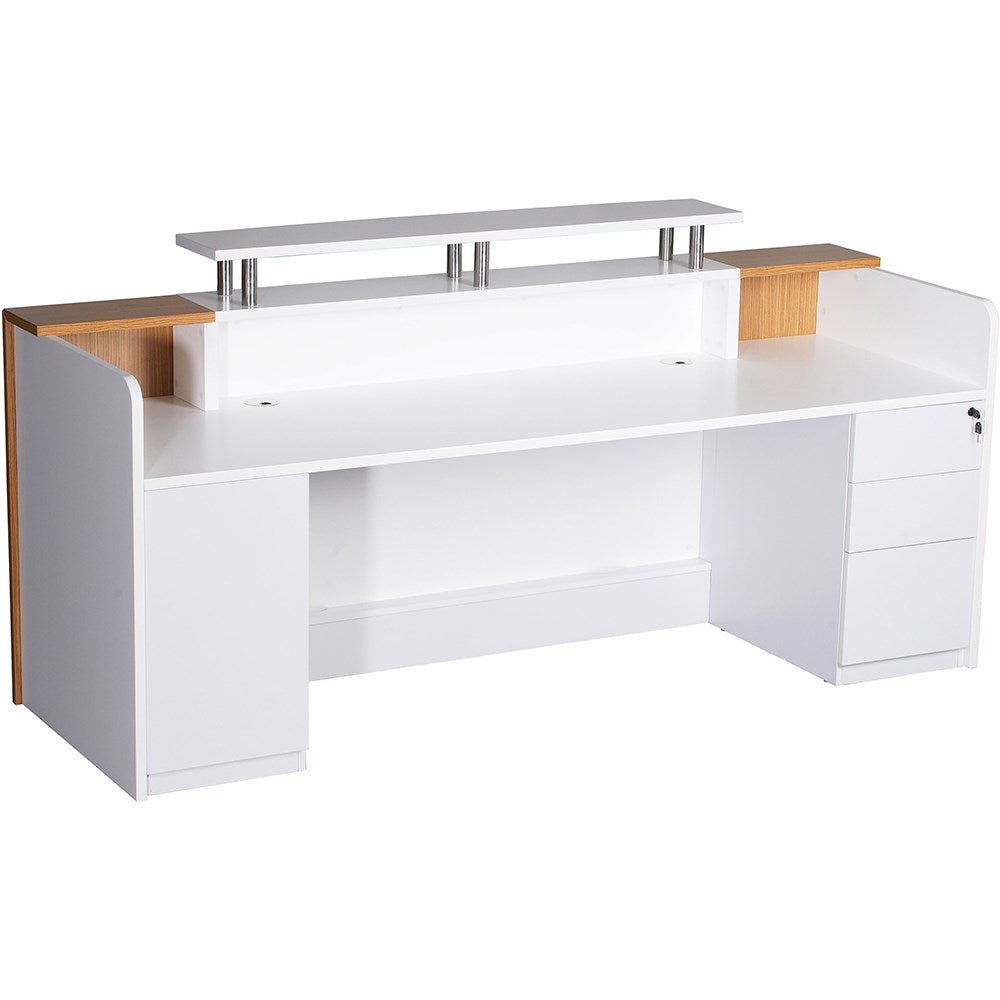 Marquee Reception Counter 2400W x 835D x 1150mmH Gloss White And Zebra 2400W x 835D x 1150H White & Zebra | Office Furniture Designs