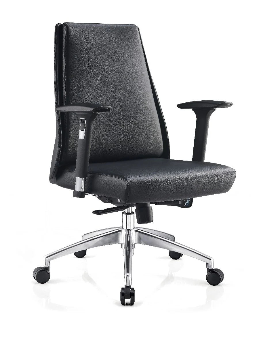 McKinley Chair PU Leather With Arms Black Hi Back Black | Office Furniture Designs