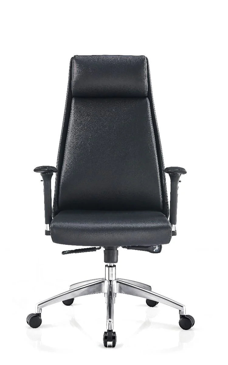 McKinley Chair PU Leather With Arms Black Hi Back Black | Office Furniture Designs