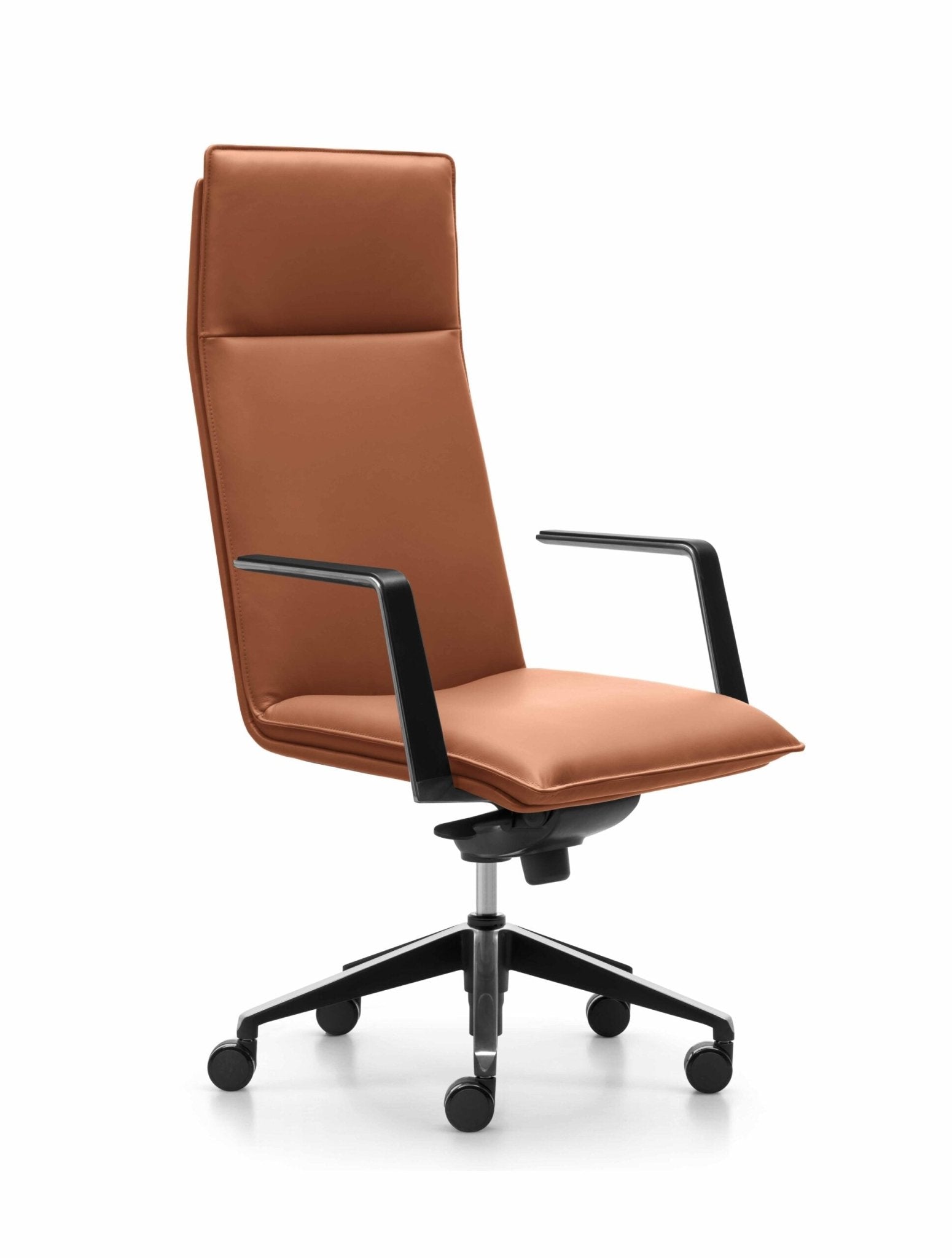 Mirage Genuine Leather Executive Chair With Arms Tan Brown Medium Back Brown | Office Furniture Designs