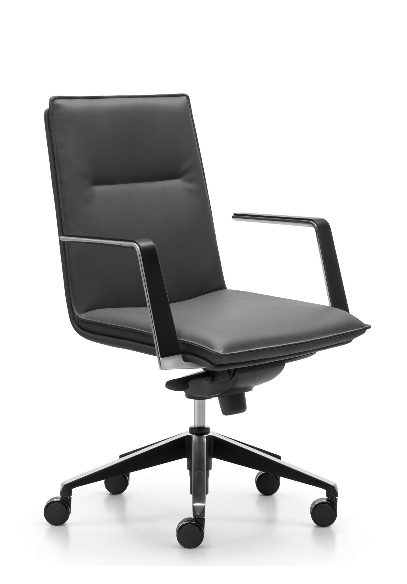 Mirage Genuine Leather Executive Leather Office Chair With Arms Medium Back Black | Office Furniture Designs