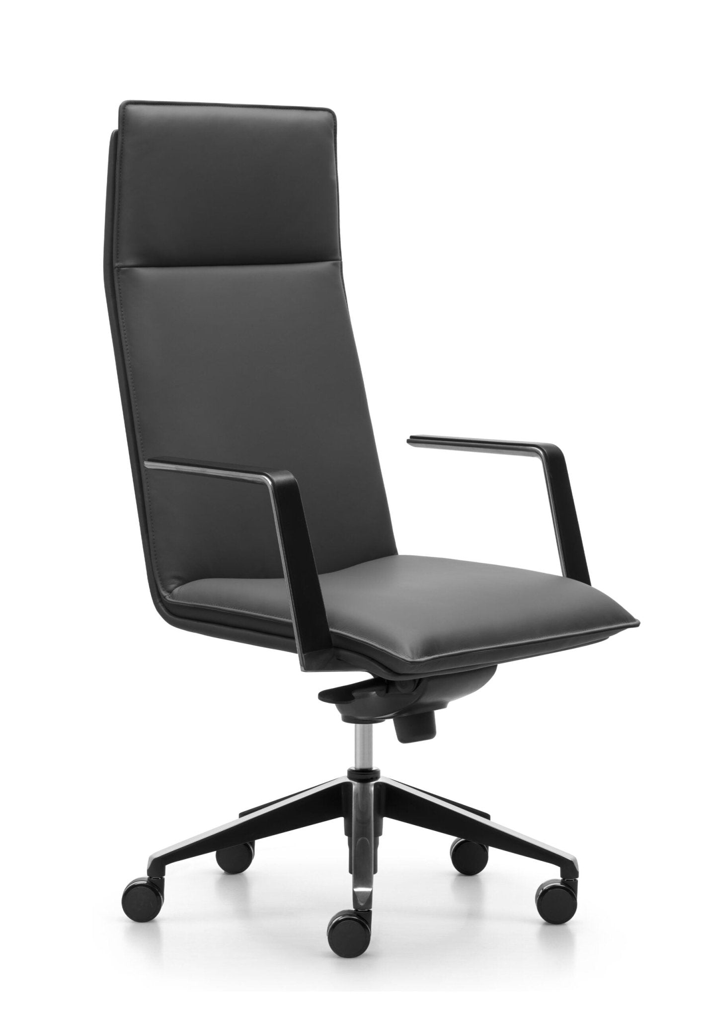 Mirage Genuine Leather Executive Leather Office Chair With Arms Medium Back Black | Office Furniture Designs