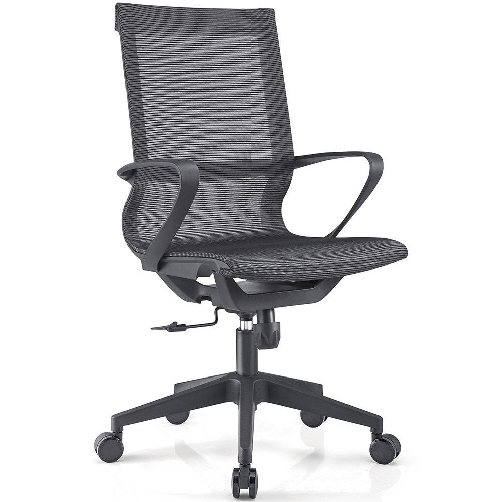 Monroe Mid Back Chair Mesh And Back With Arms Black Black | Office Furniture Designs