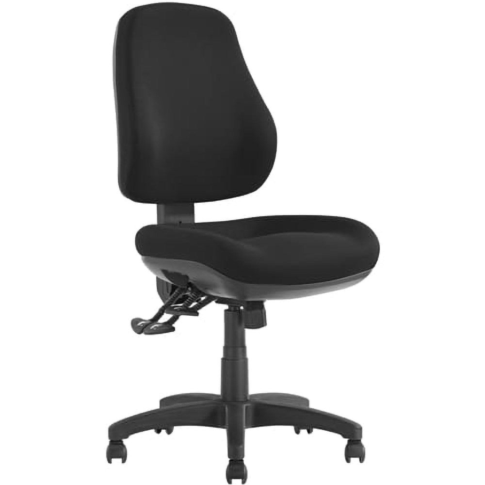 Newton High Back Task Chair 3 Lever No Arms Black Fabric Black | Office Furniture Designs