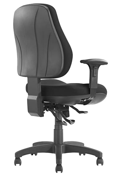 Newton High Back Task Chair 3 Lever With Arms Black Fabric Black | Office Furniture Designs