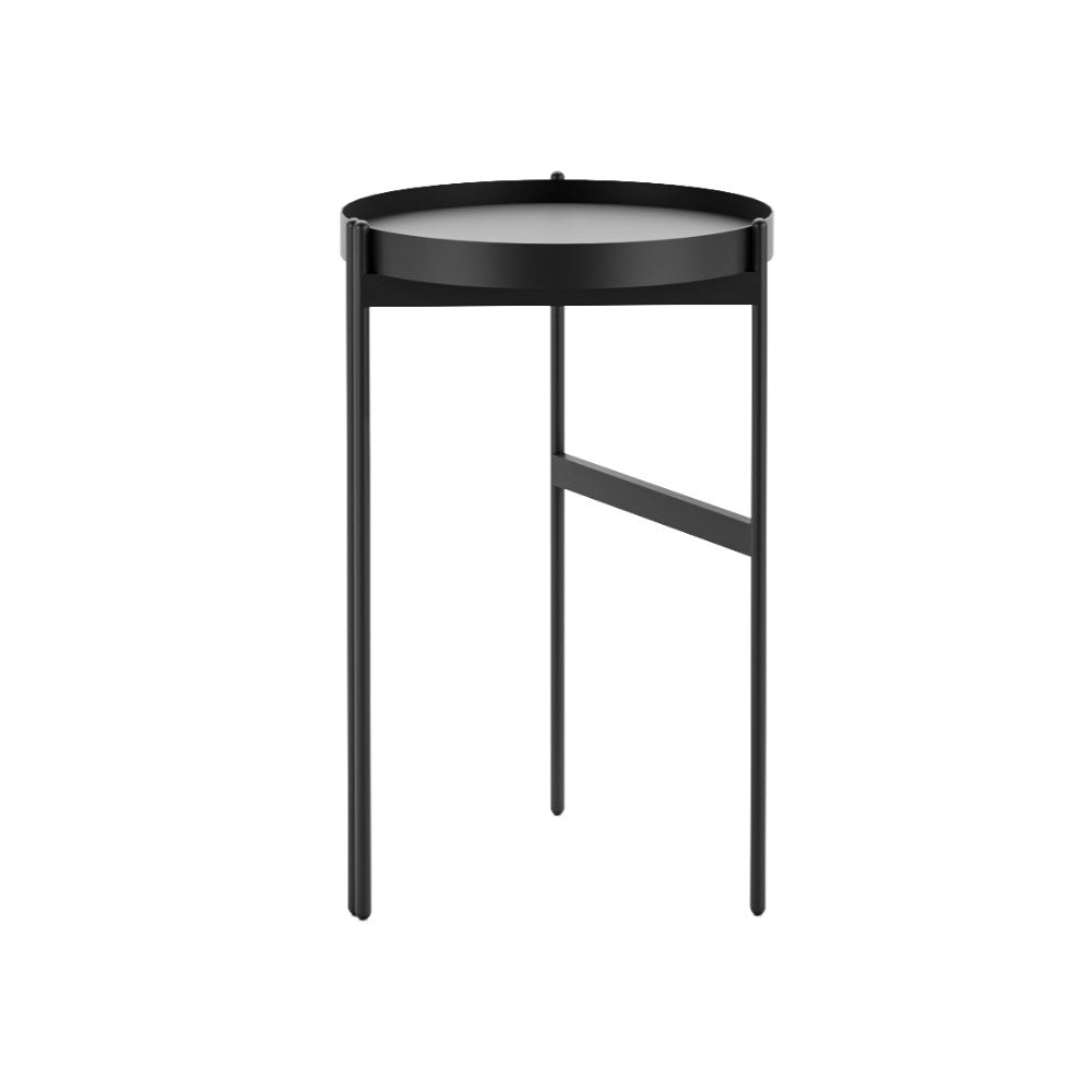 Nido Round Black Top Black Base 400D x 635mmH Side Table Black | Office Furniture Designs
