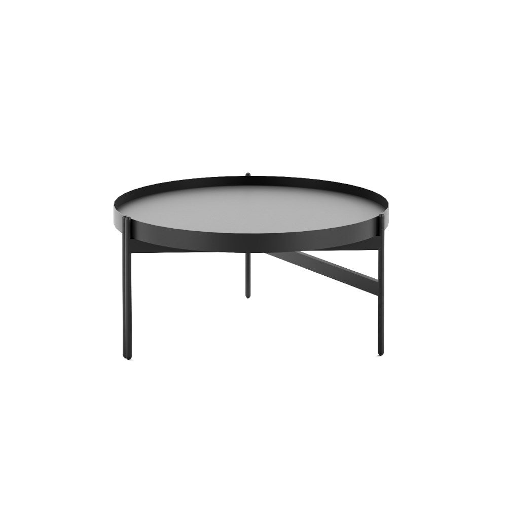 Nido Round Black Top Black Base 600D x 308mmH Coffee Table Black | Office Furniture Designs