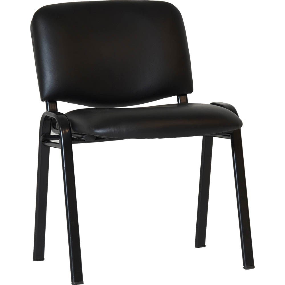 Nova Stackable Visitor Chair Black PU | Office Furniture Designs
