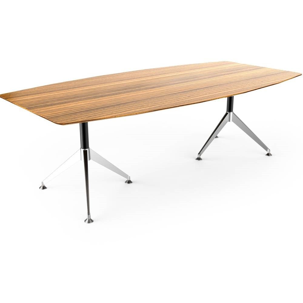 Novara Boat Shape Boardroom Table 2400W x 1200D x 750mmH Zebrano 2400W x 1200H Zebrano | Office Furniture Designs
