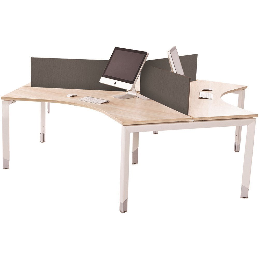 Oblique Pod Workstation 3 Person 1200/1200W x 600D x 620 - 920mmH Snow Maple Top 1200/1200W x 600D x 620 - 920H Snow Maple & White | Office Furniture Designs