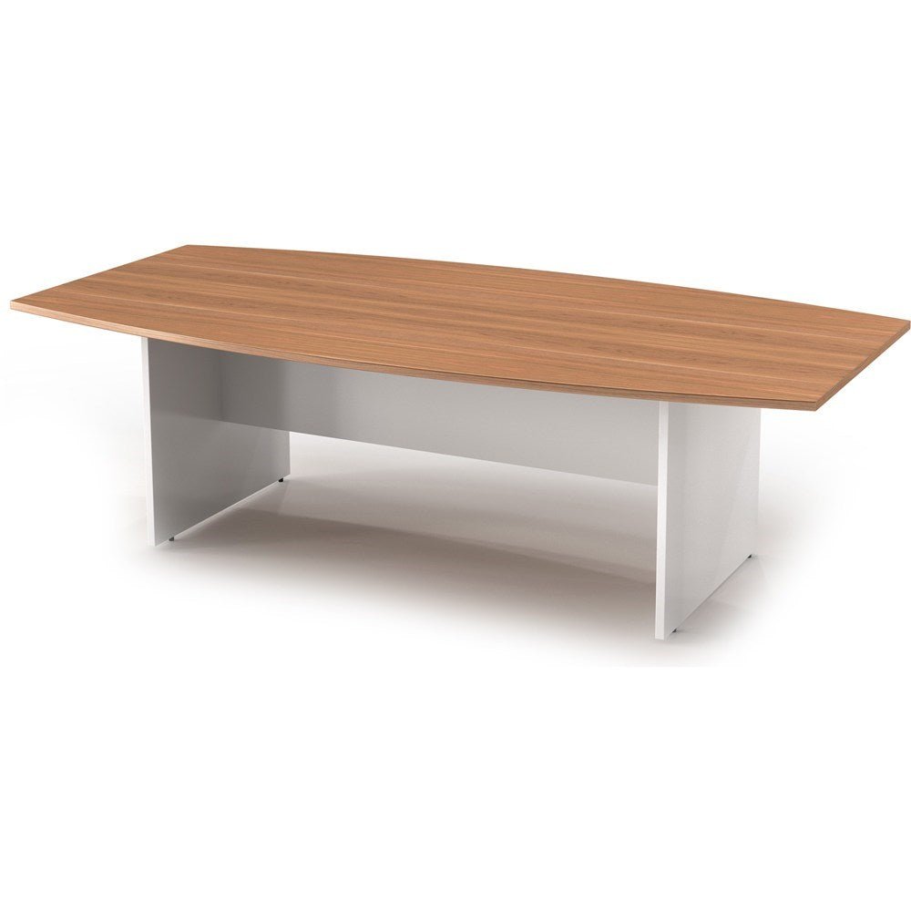 OM Boat Shape Boardroom Table 2400W x 1200D x 720mmH 2400W x 1200D x 720H Virginia Walnut & White | Office Furniture Designs