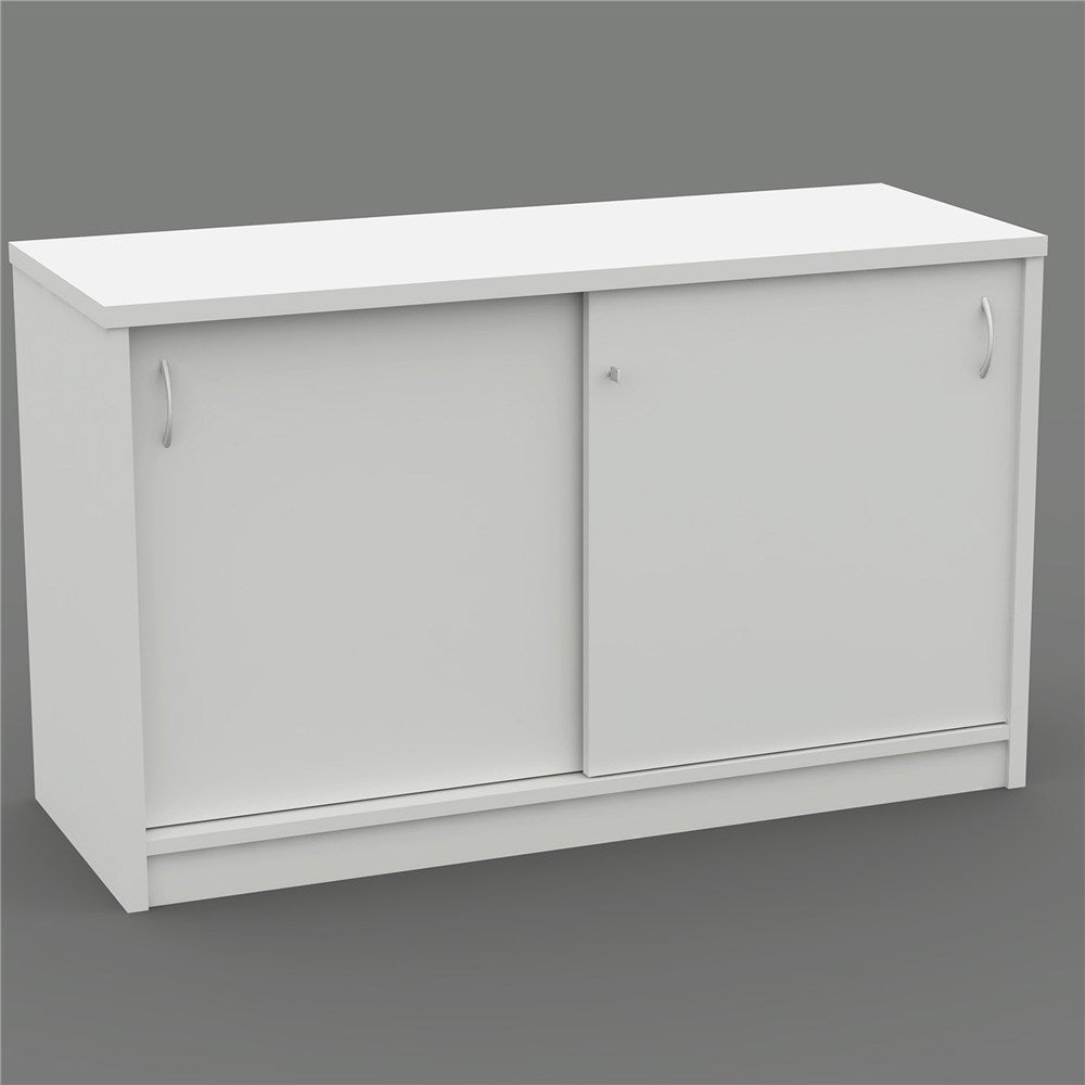 OM Credenza Lockable Sliding Doors 1200W x 450D x 720H White | Office Furniture Designs