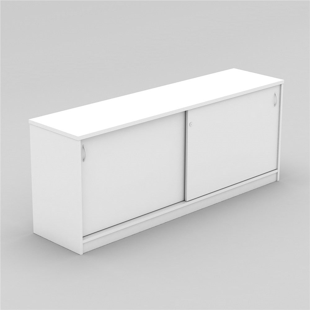 OM Credenza Lockable Sliding Doors 1500W x 450D x 720H White | Office Furniture Designs